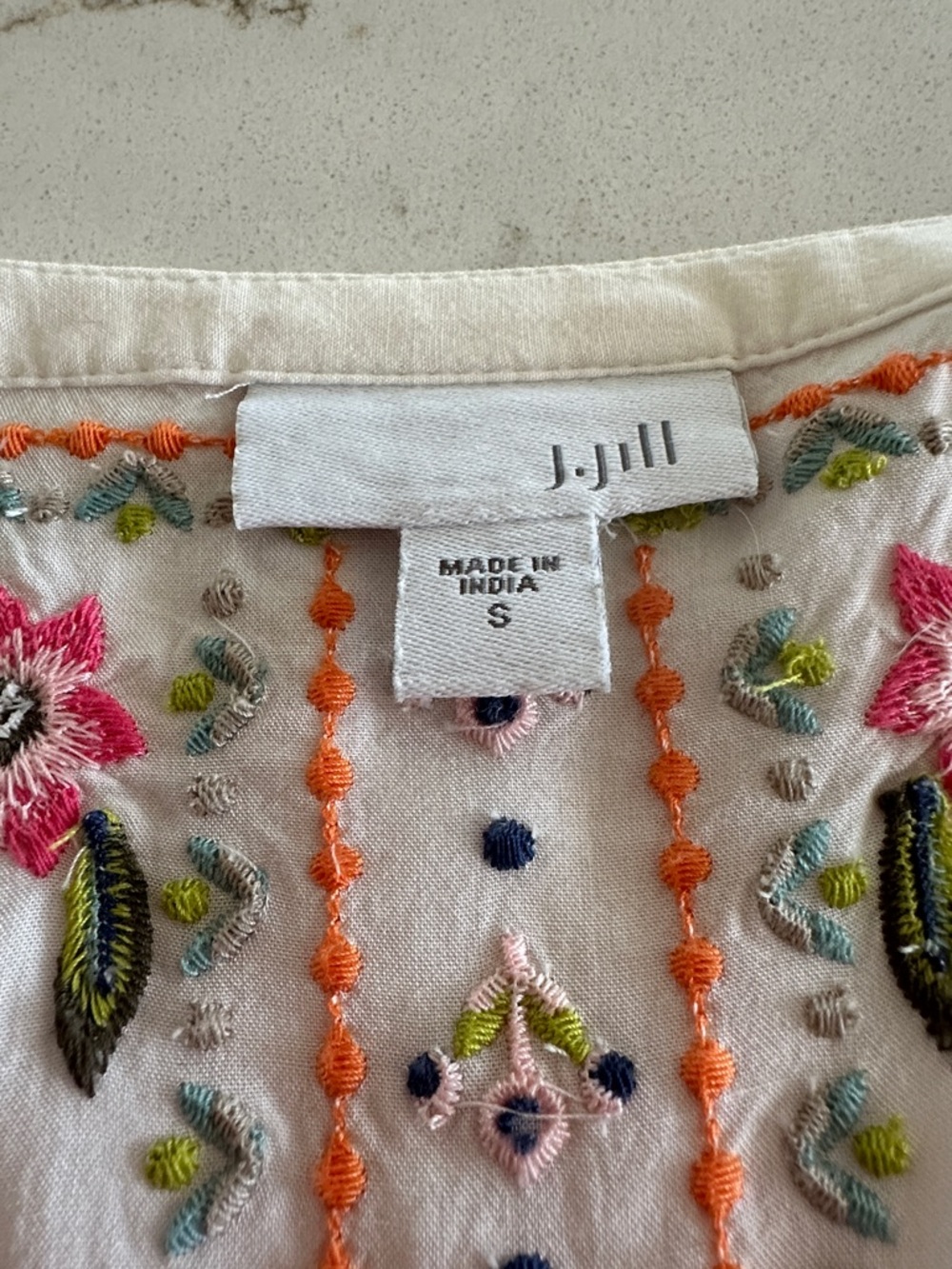 J. Jill Cream Tunic with Bright Floral Embroidery - Picture 6 of 10